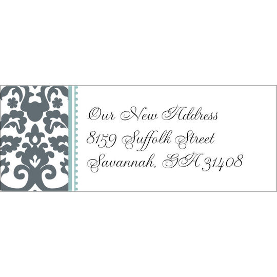 Charcoal Madison Damask Return Address Labels